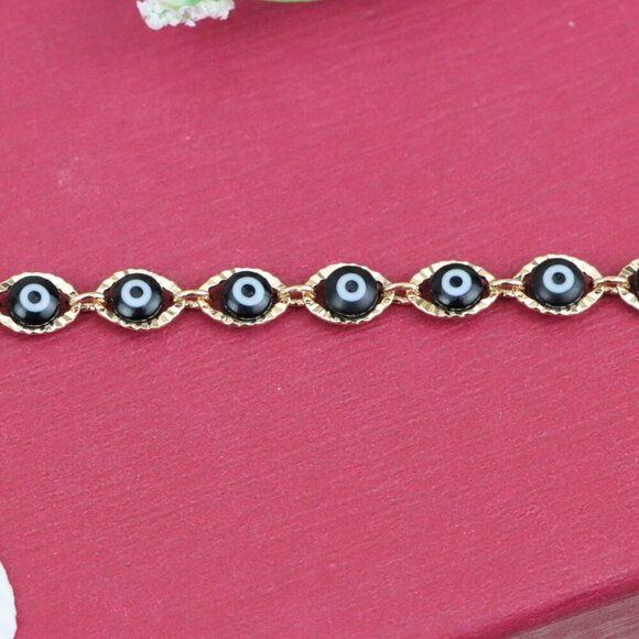 "Evil Eye Rose Gold Bracelet with Adjustable Chain - Elegant Design, XPBL0822 - Picture 11 of 13